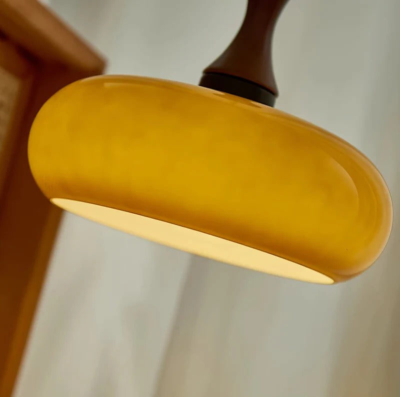 Lampa Wisząca Szklana Drewniana Salon | Nowoczesna
