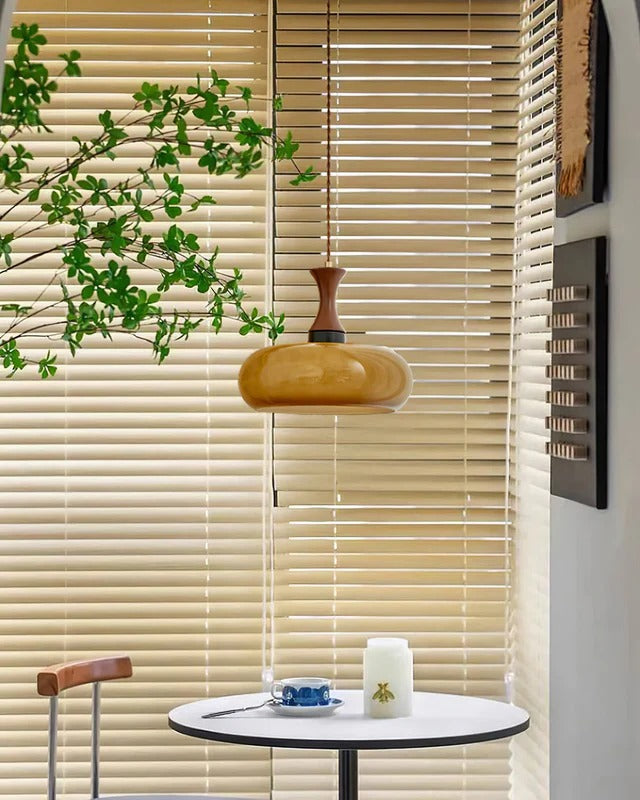 Lampa Wisząca Szklana Drewniana Salon | Nowoczesna