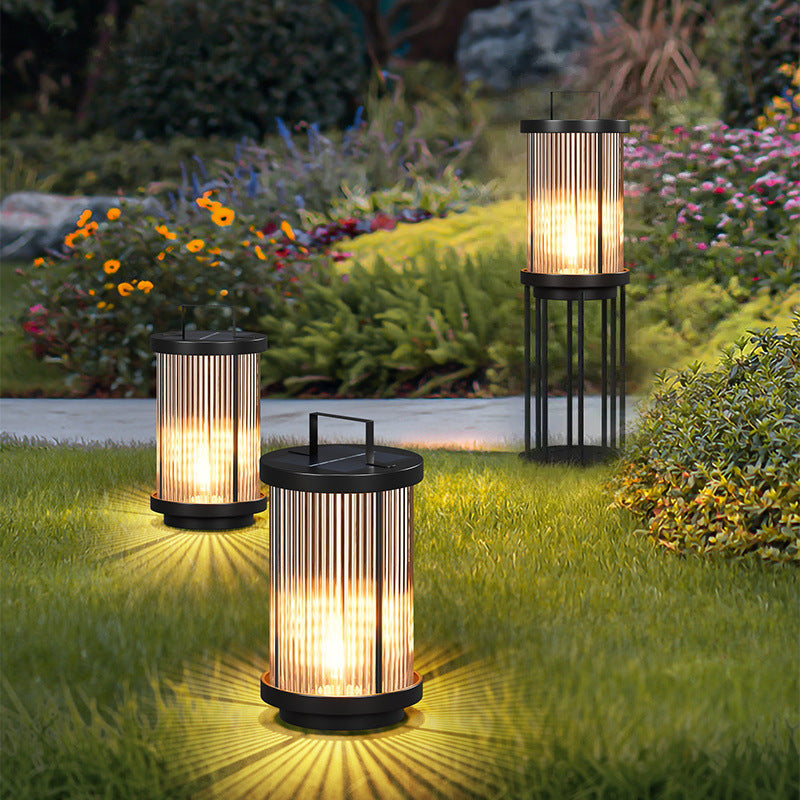 Lampiony Solarne LED Outdoor Ogród | Prążkowane Cylindryczne