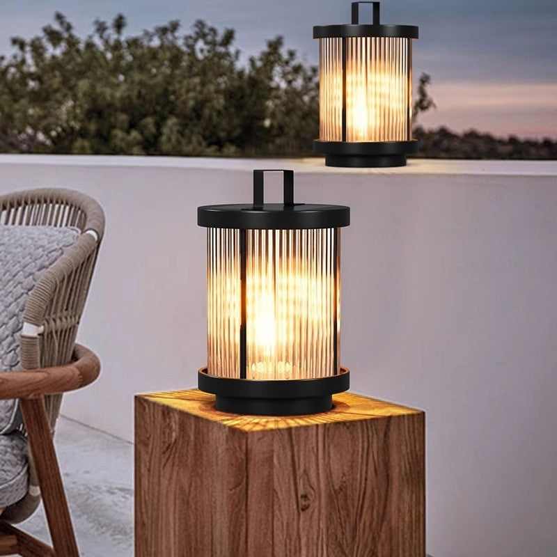 Lampiony Solarne LED Outdoor Ogród | Prążkowane Cylindryczne