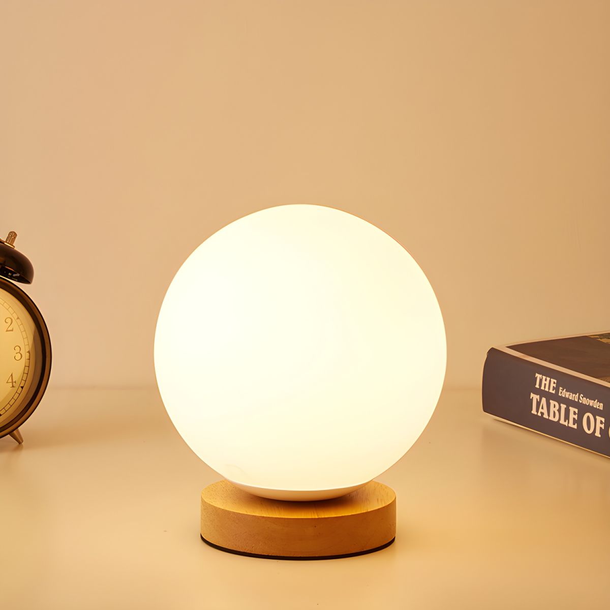 Lampka Na Biurko LED Z Drewnianą Podstawą Do Domu I Biura | Minimalistyczna