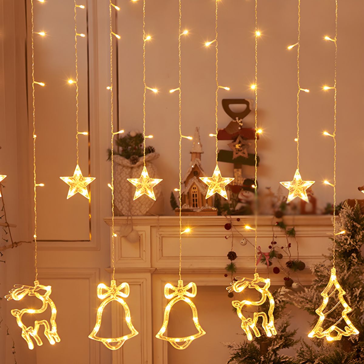 Lampki Choinkowe LED Zwisające Z Motywem Świątecznym | Dekoracyjne