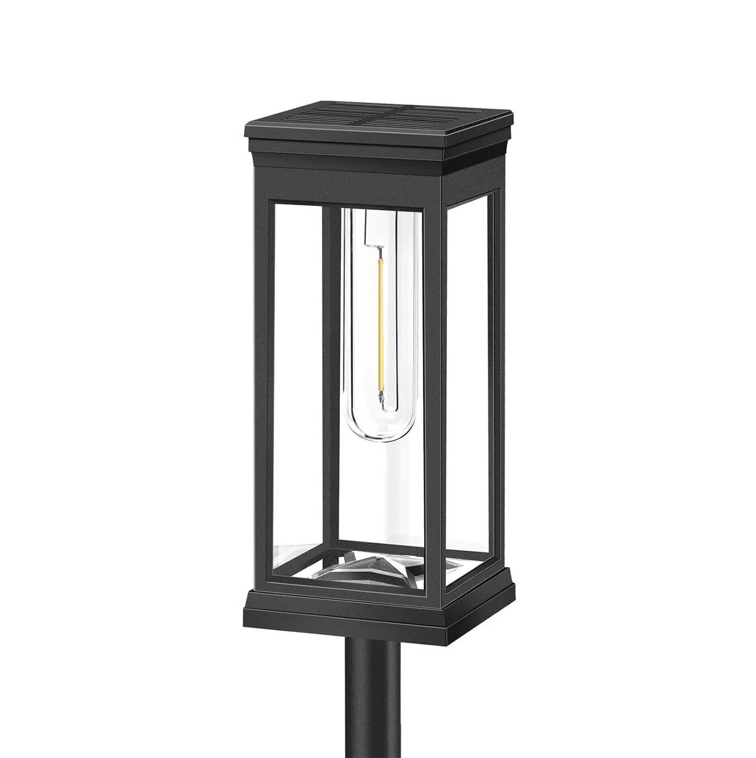 Lampy Solarne LED Ogrodowe Czarna Latarnia Na Wbijany Palik | Zewnętrzne