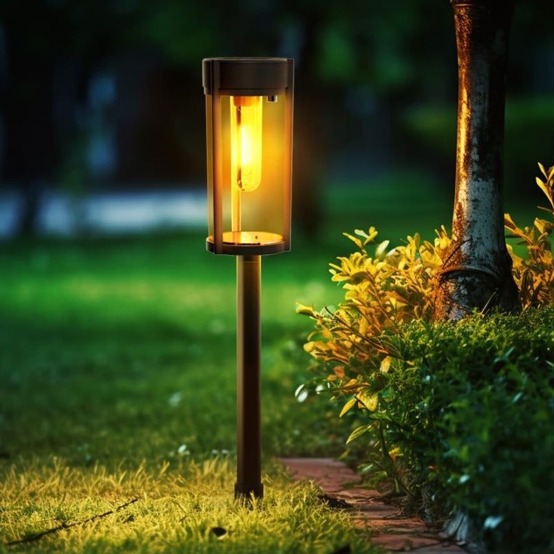 Lampy Solarne LED Ogrodowe Czarna Latarnia Na Wbijany Palik | Zewnętrzne