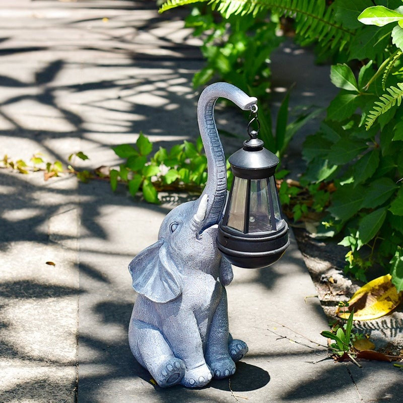 Lampy Solarne Ozdobne | Figurka Słoń Z Latarenką Do Ogrodu