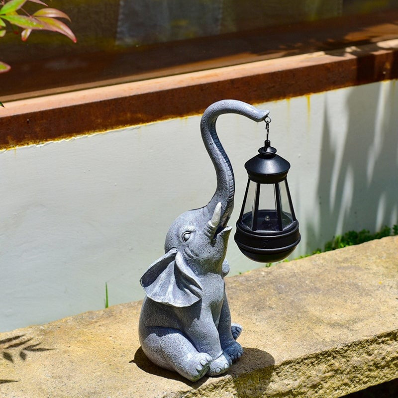 Lampy Solarne Ozdobne | Figurka Słoń Z Latarenką Do Ogrodu