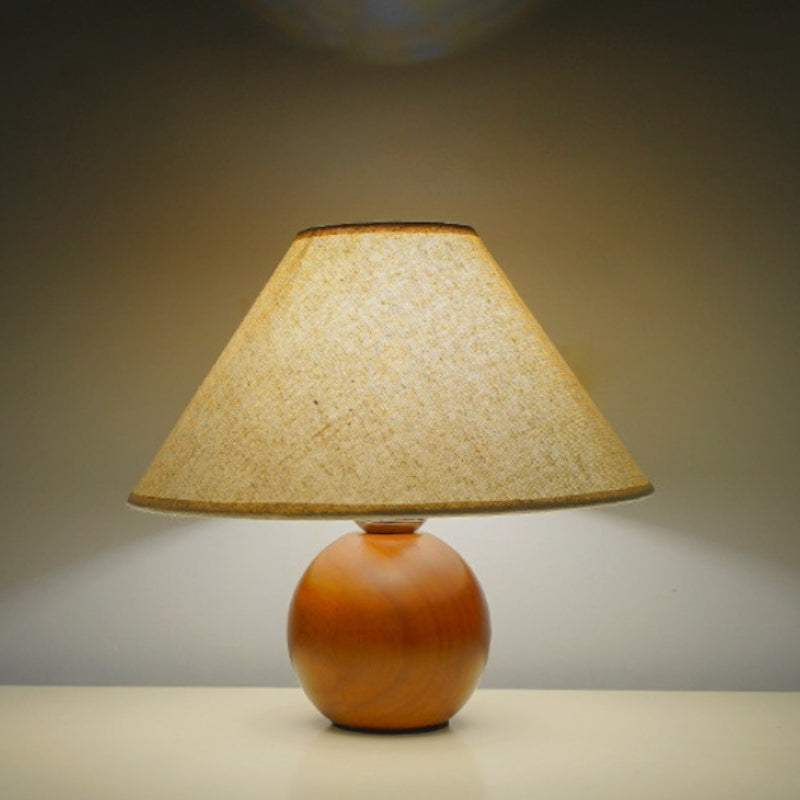 Ledy Lampa Stołowa z Teksturowym Kloszem i Drewnianą Podstawą | Klasyczna