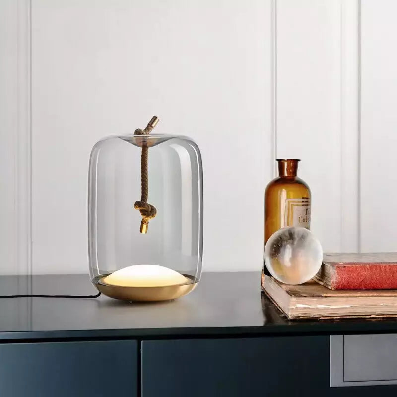 Ledy Szklana Lampka Stołowa LED z Dekoracyjną Liną | Szkło