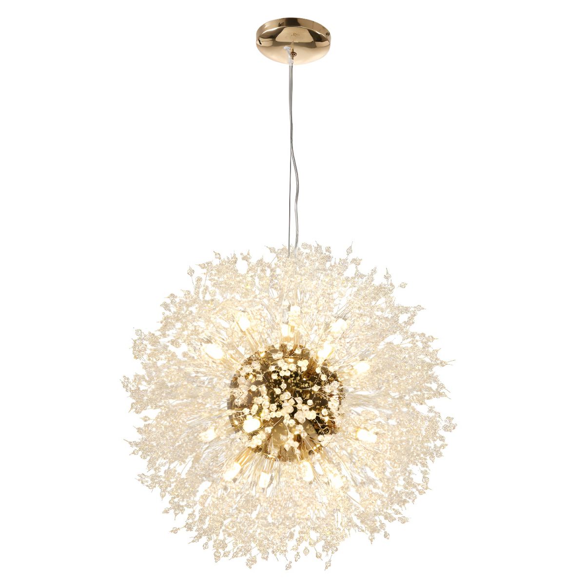 Żyrandol do Salonu Wiszący z Kryształami Kula | Nowoczesny