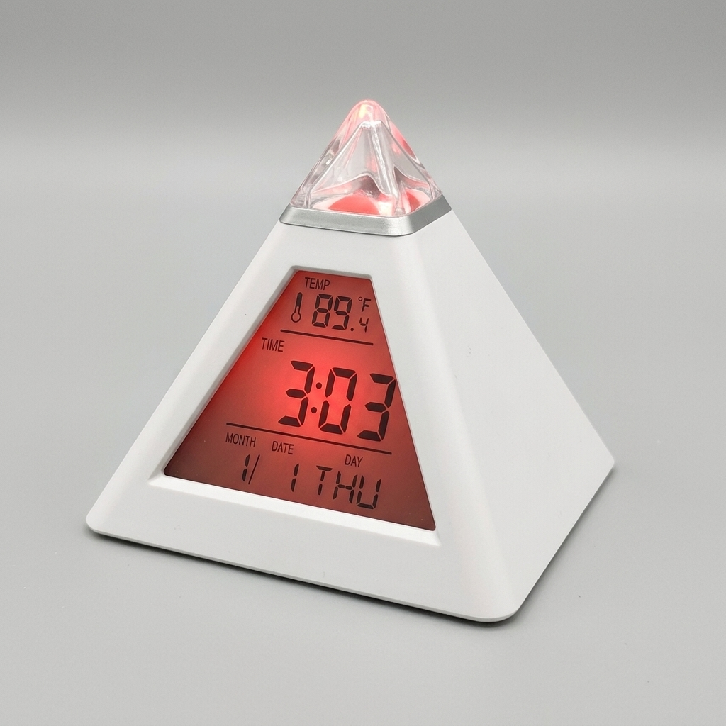 Budzik Cyfrowy Piramida LED z Termometrem | Mały