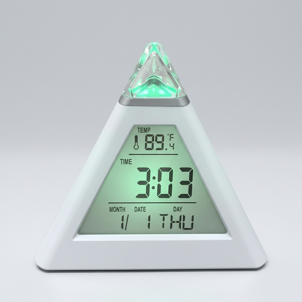 Budzik Cyfrowy Piramida LED z Termometrem | Mały