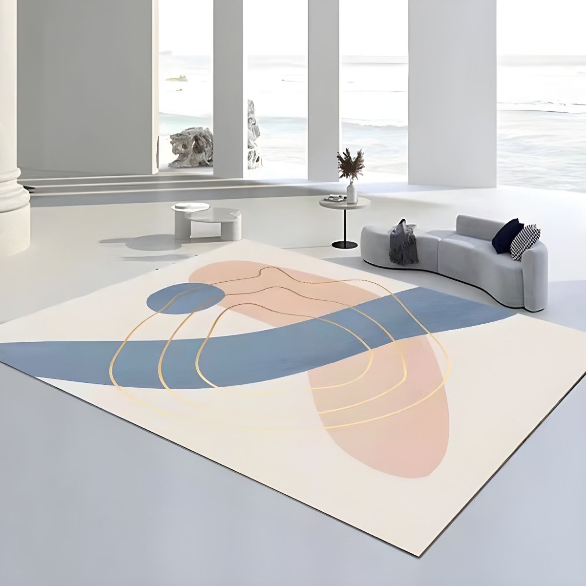 Dywany Beżowe Do Salonu Duże Abstrakcyjny Wzór | Prostokąt