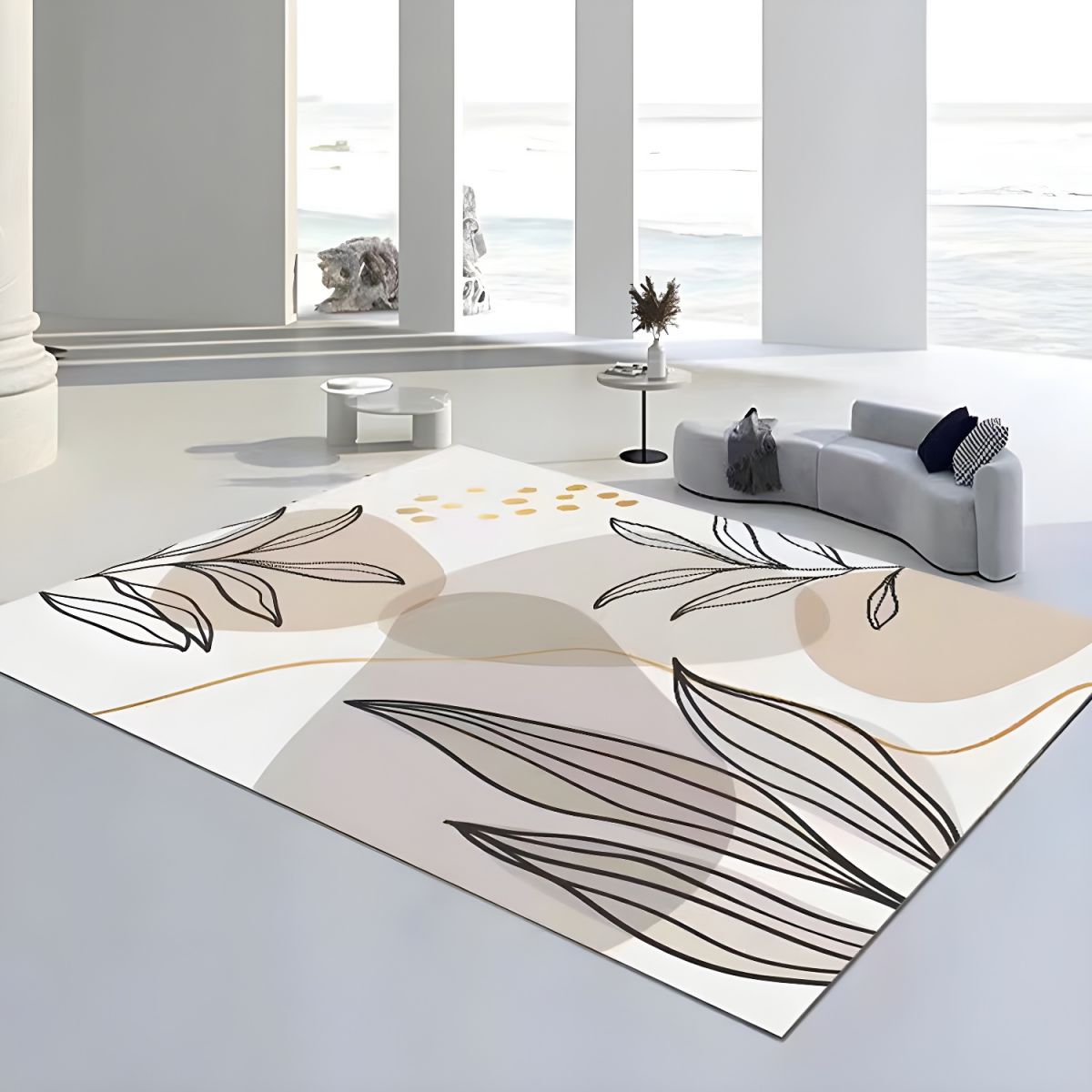 Dywany Beżowe Do Salonu Duże Abstrakcyjny Wzór | Prostokąt