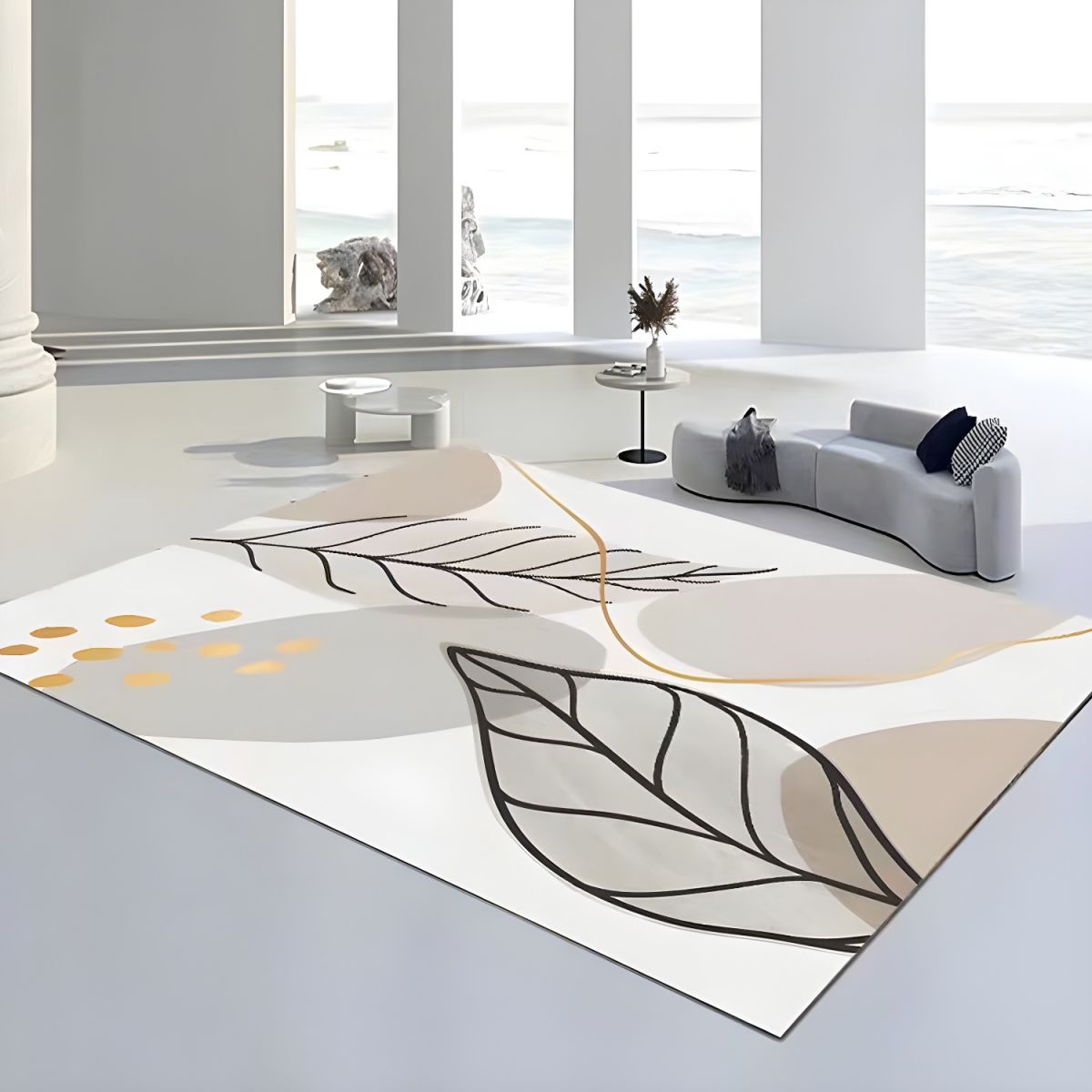 Dywany Beżowe Do Salonu Duże Abstrakcyjny Wzór | Prostokąt