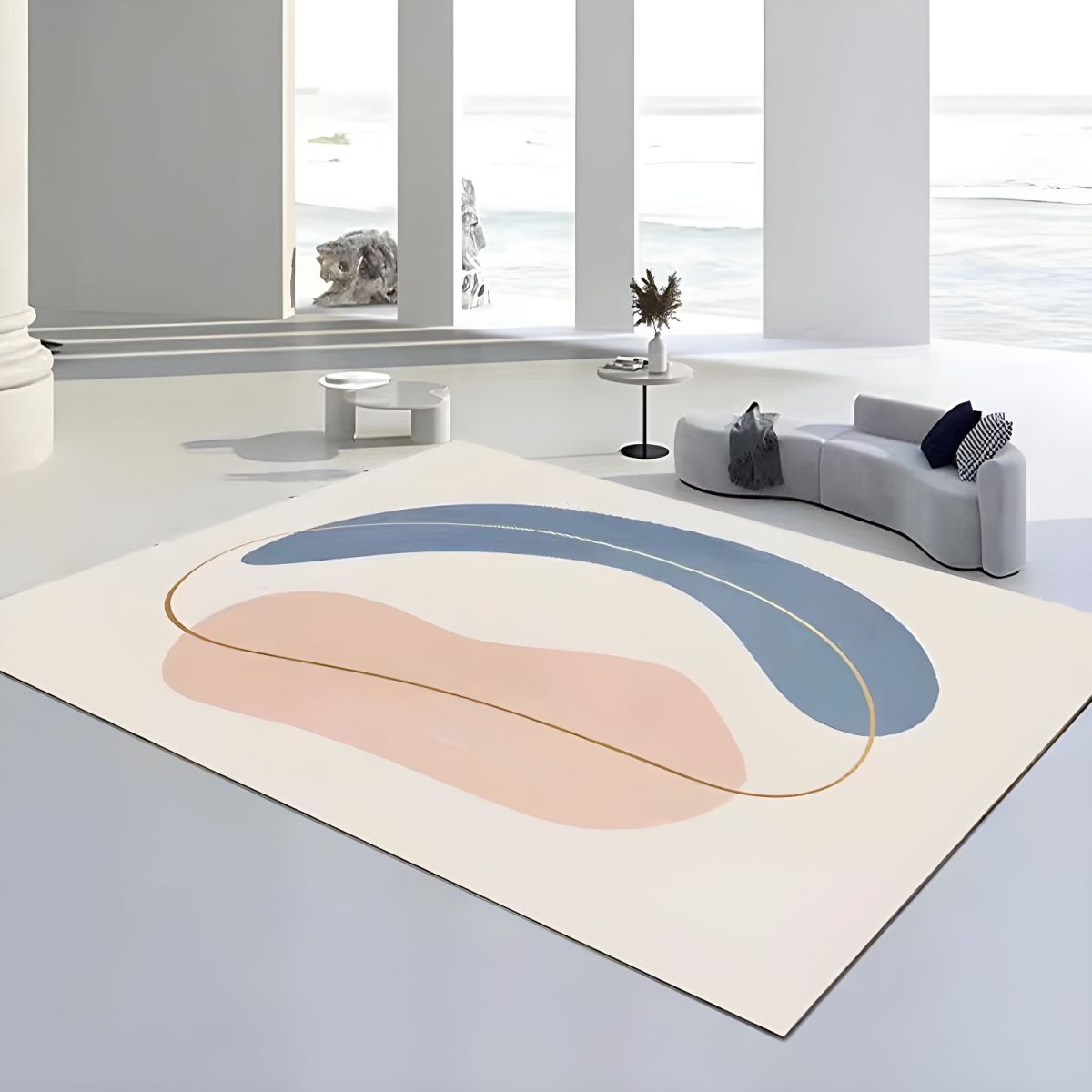 Dywany Beżowe Do Salonu Duże Abstrakcyjny Wzór | Prostokąt