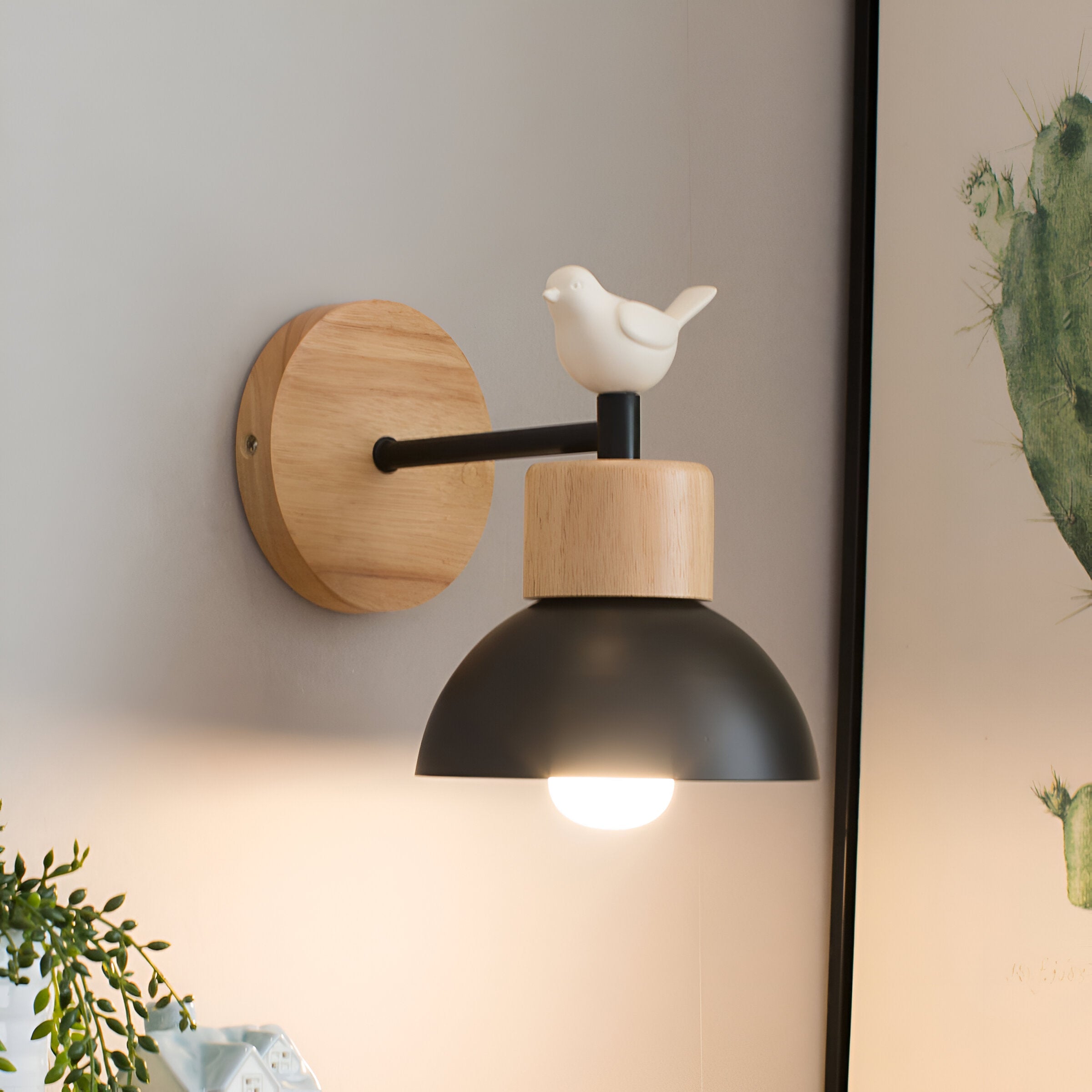Kinkiet Drewniany Salon Sypialnia | Lampa Do Czytania