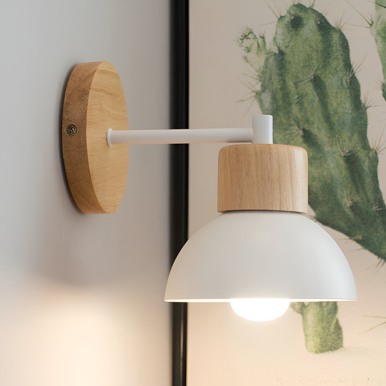 Kinkiet Drewniany Salon Sypialnia | Lampa Do Czytania