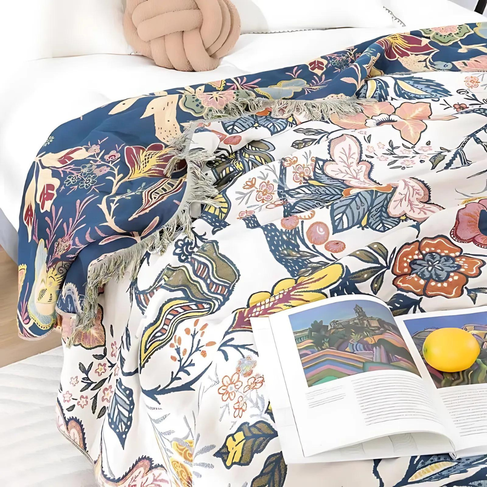 Kocyk Dekoracyjny Do Sypialni Na Łóżko | Duży Kwiatowy