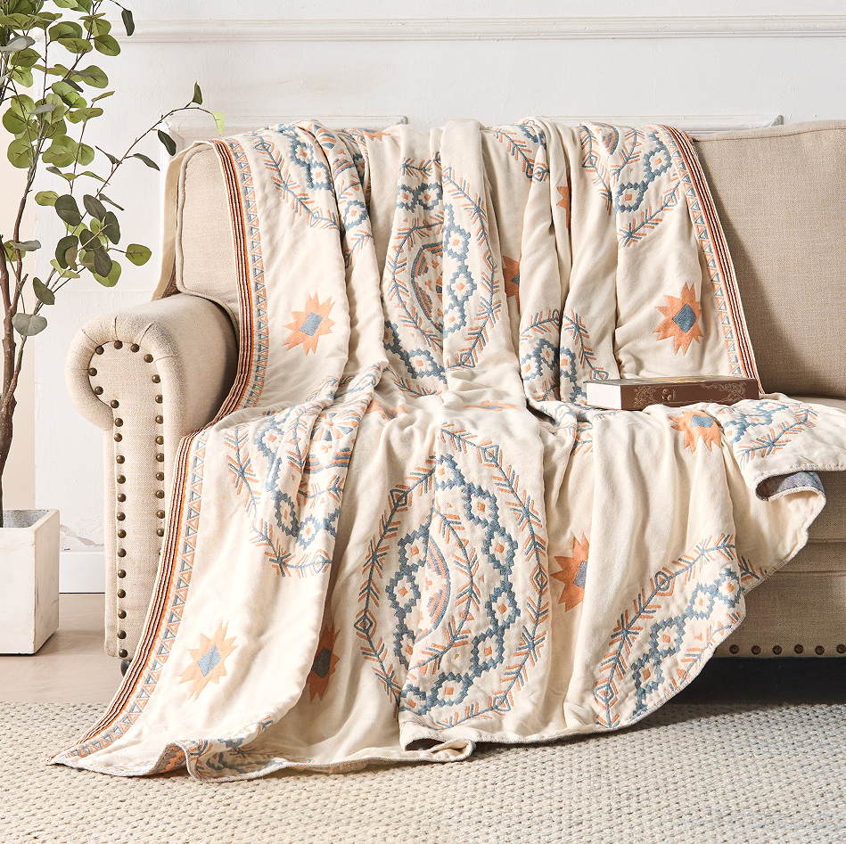 Kocyk Dekoracyjny Dwustronny Na Sofę I Łóżko | Duży Tribal