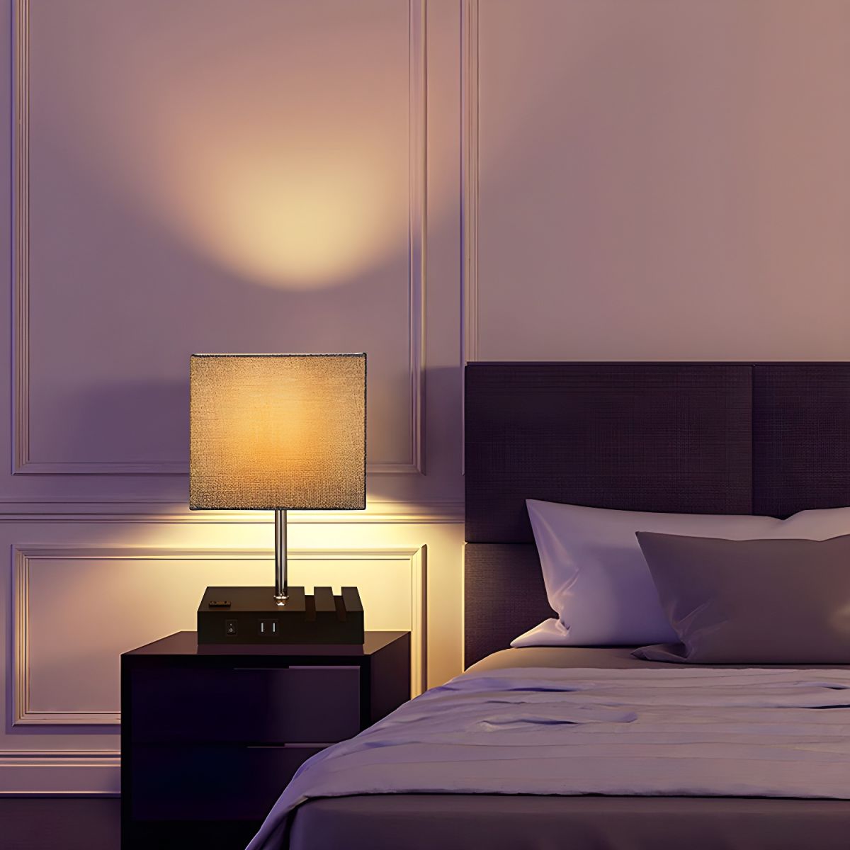 Lampa Do Sypialni Z USB I Organizerem | Sypialnia