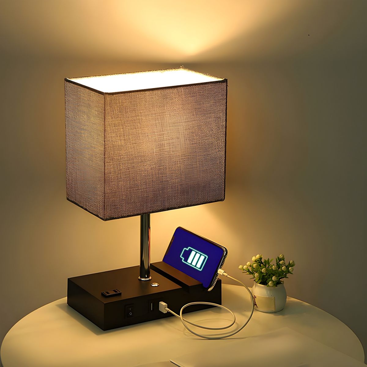 Lampa Do Sypialni Z USB I Organizerem | Sypialnia