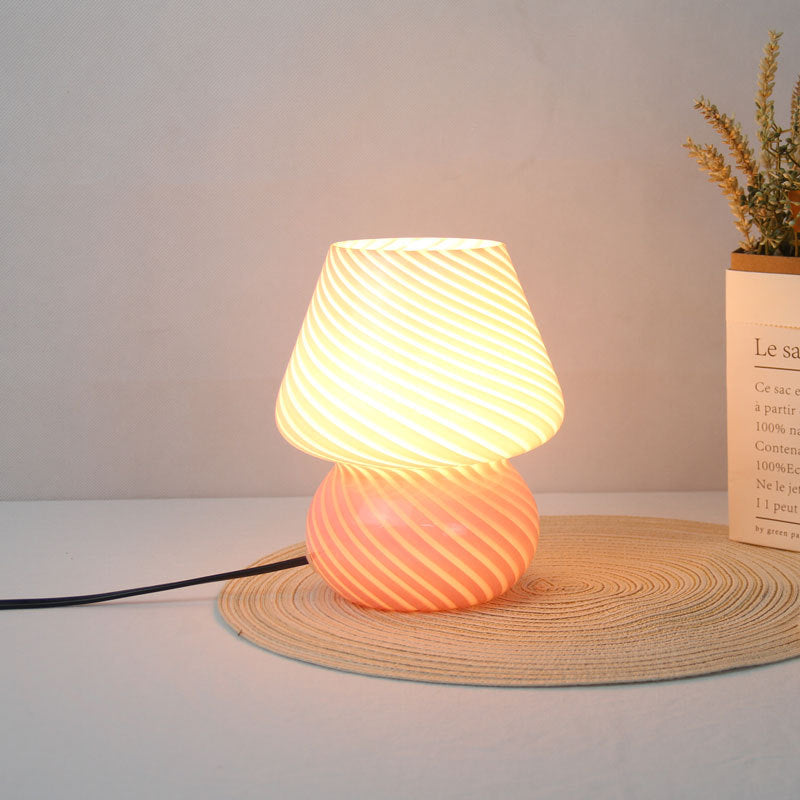 Lampa Nocna Do Sypialni Mała Stołowa | Styl Grzybek Szklany