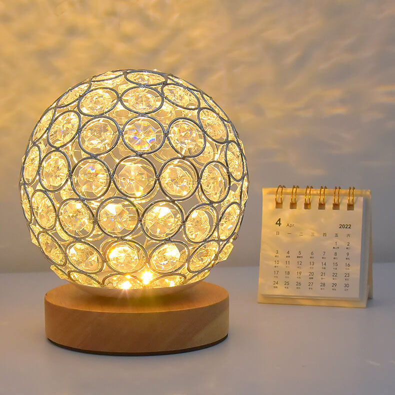 Lampa Nocna Kula Stołowa Szklana Do Sypialni | Kryształ