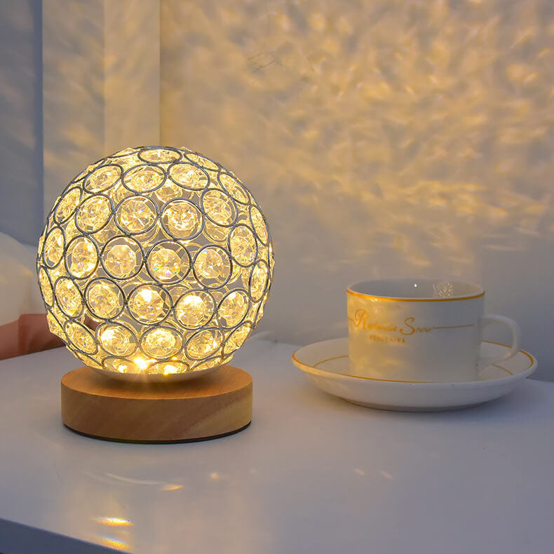 Lampa Nocna Kula Stołowa Szklana Do Sypialni | Kryształ