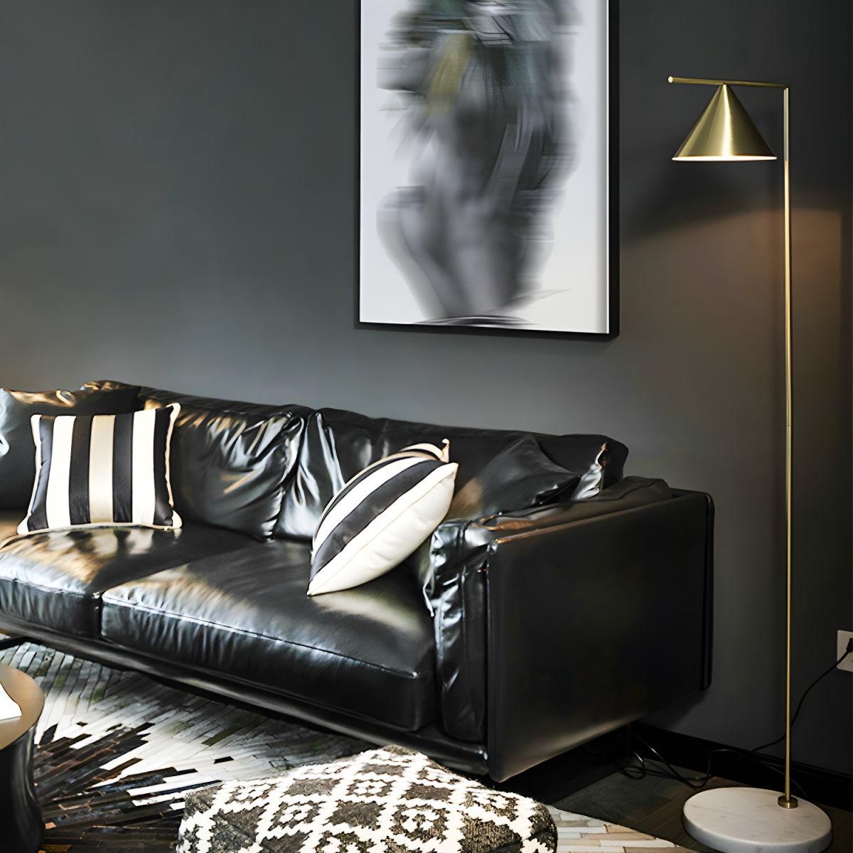 Lampa Stojąca Nowoczesna Do Salonu | Marmurowa Design Podstawa