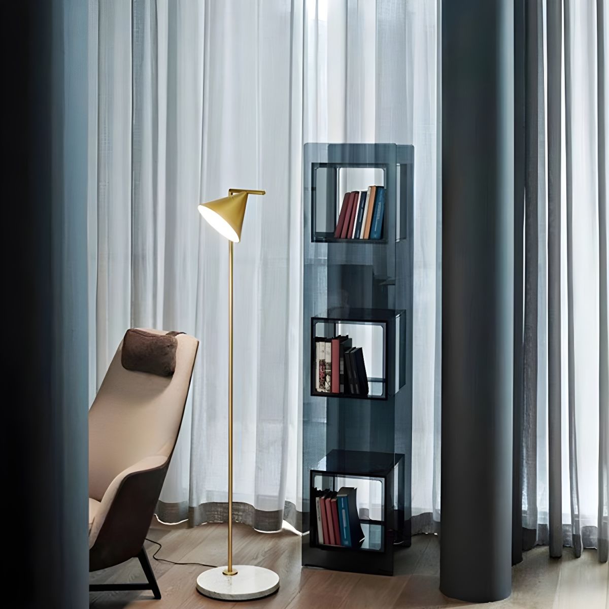 Lampa Stojąca Nowoczesna Do Salonu | Marmurowa Design Podstawa