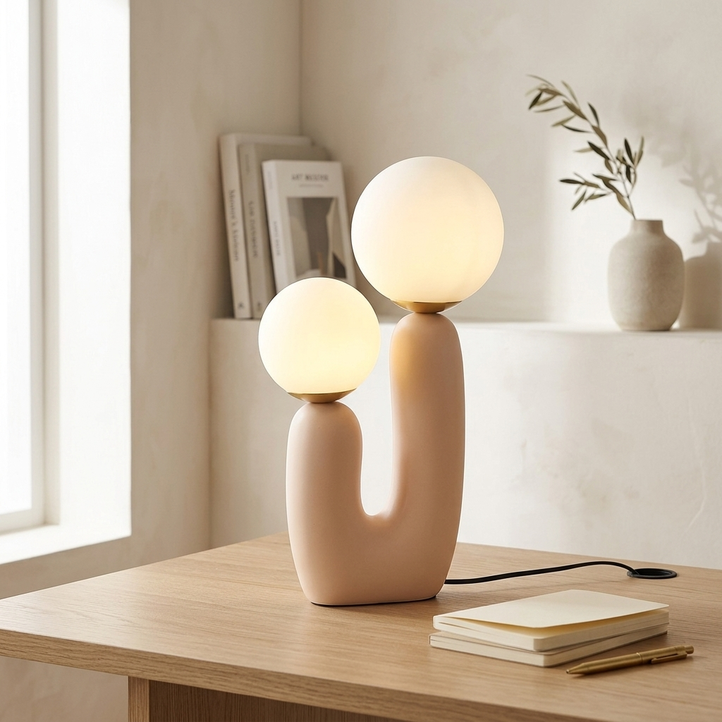 Lampa Stołowa Dwupunktowa do Salonu | Kulista