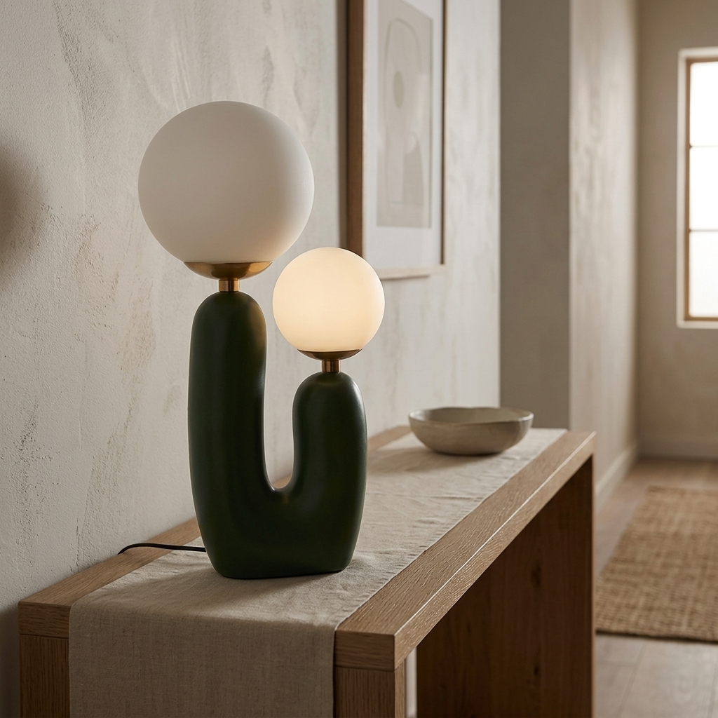 Lampa Stołowa Dwupunktowa do Salonu | Kulista