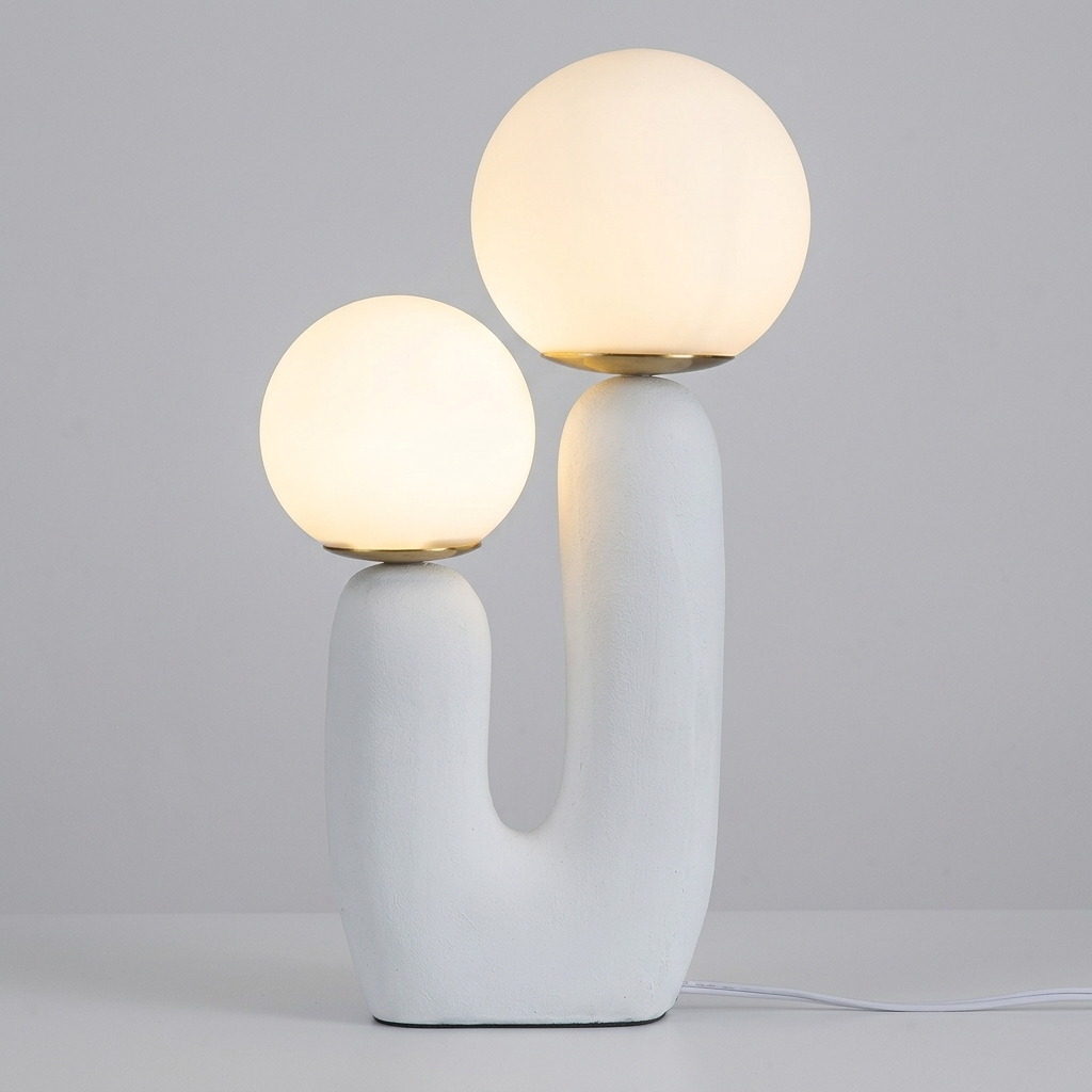 Lampa Stołowa Dwupunktowa do Salonu | Kulista