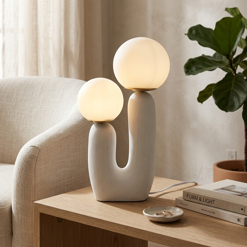 Lampa Stołowa Dwupunktowa do Salonu | Kulista
