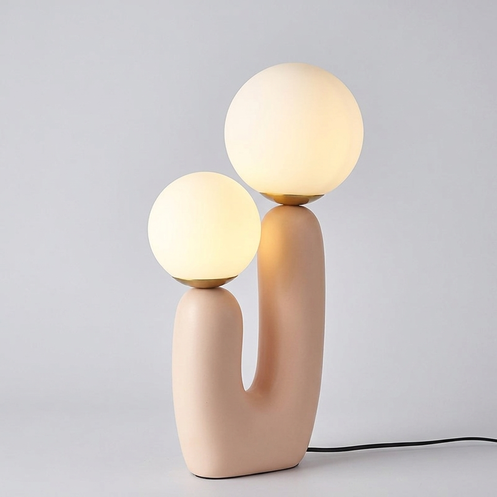 Lampa Stołowa Dwupunktowa do Salonu | Kulista
