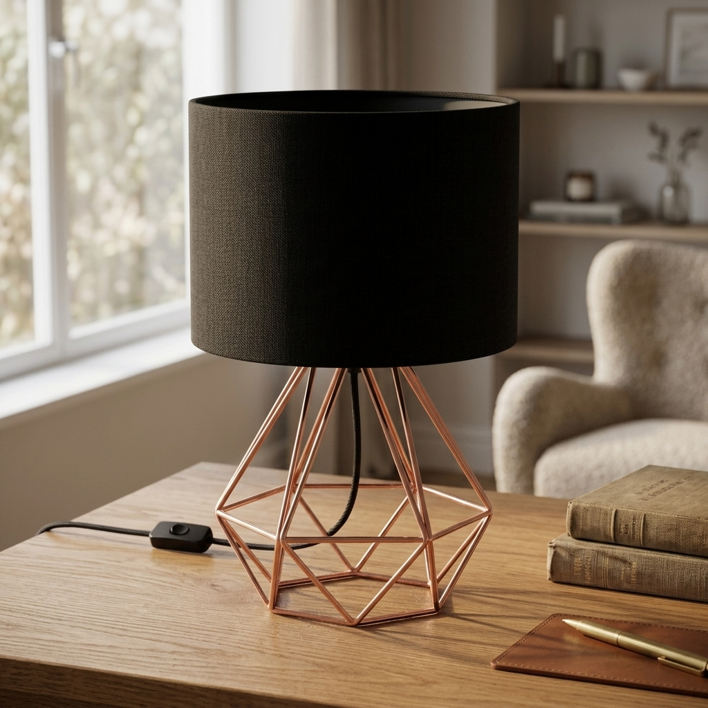 Lampa Stołowa Geometryczna Sypialnia Salon | Druciana