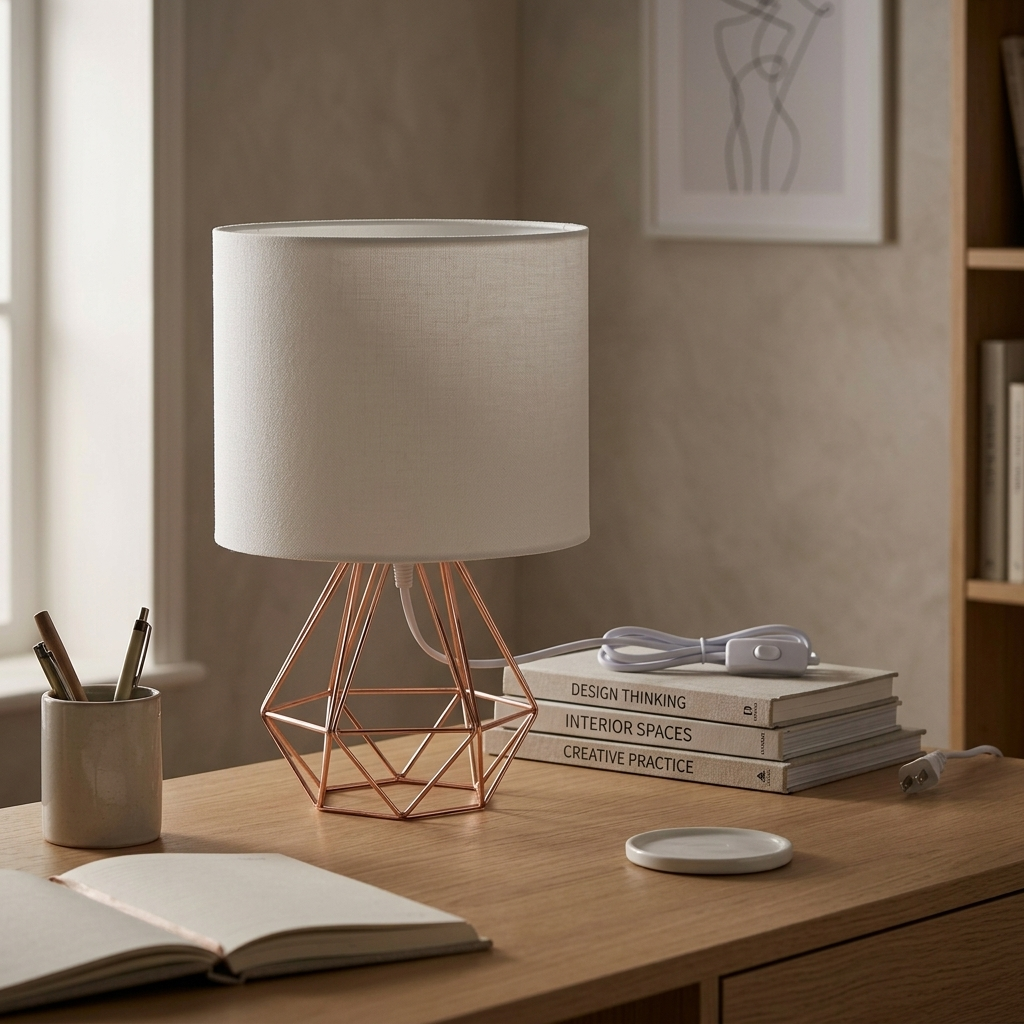 Lampa Stołowa Geometryczna Sypialnia Salon | Druciana