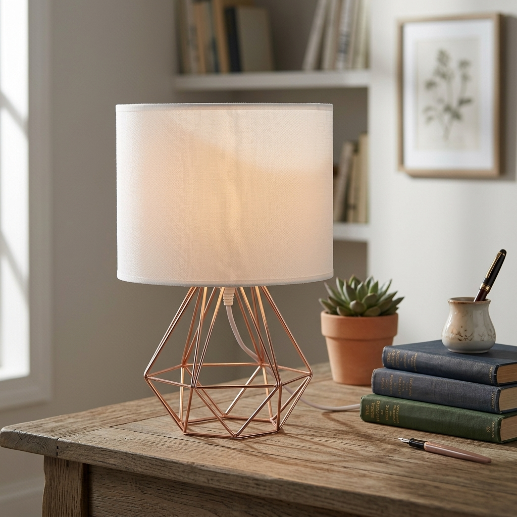 Lampa Stołowa Geometryczna Sypialnia Salon | Druciana