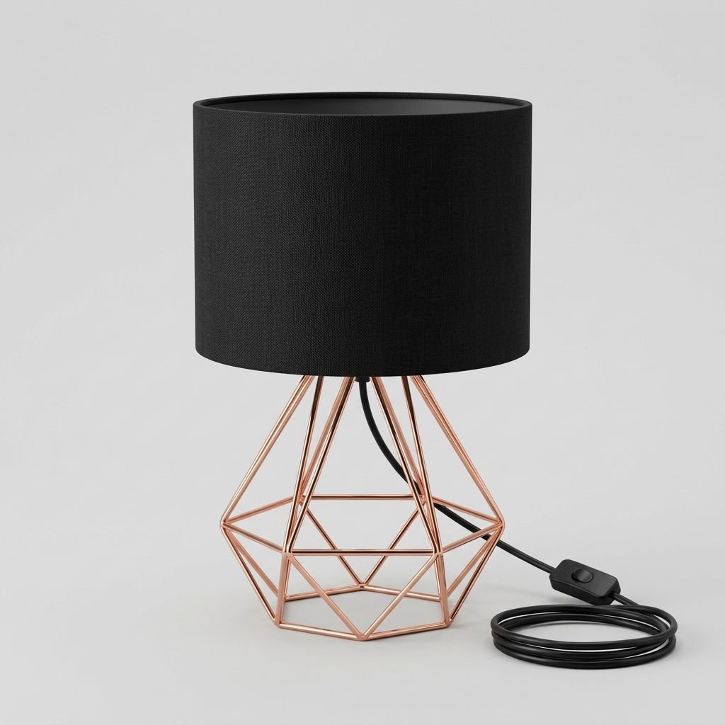 Lampa Stołowa Geometryczna Sypialnia Salon | Druciana