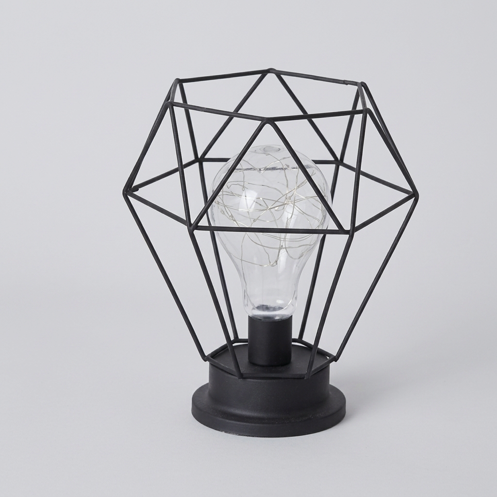Lampa Stołowa LED Czarna Druciana | Na Baterie