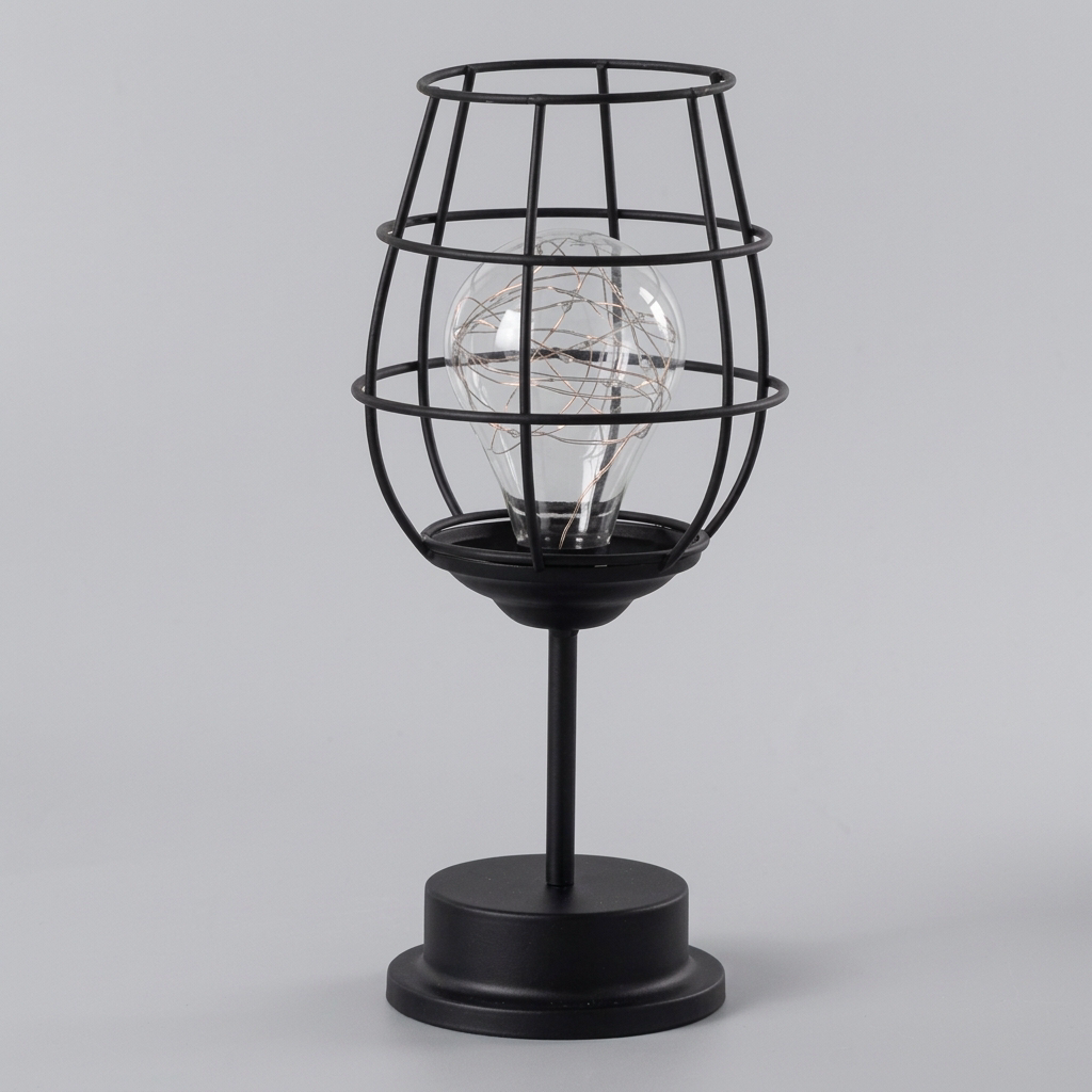 Lampa Stołowa LED Czarna Druciana | Na Baterie