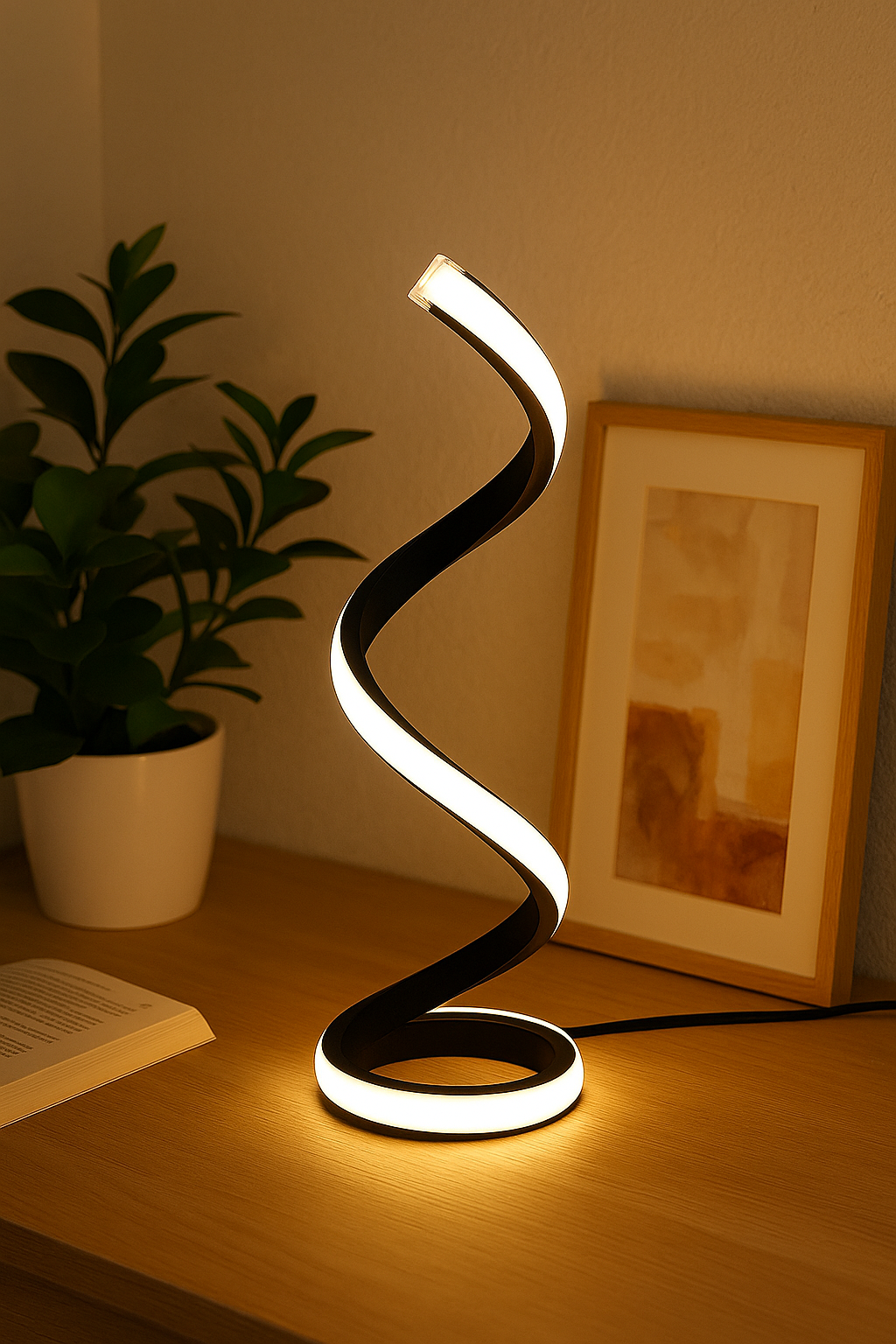 Lampa Stołowa LED z Nowoczesnym Spiralnym Designem do Sypialni