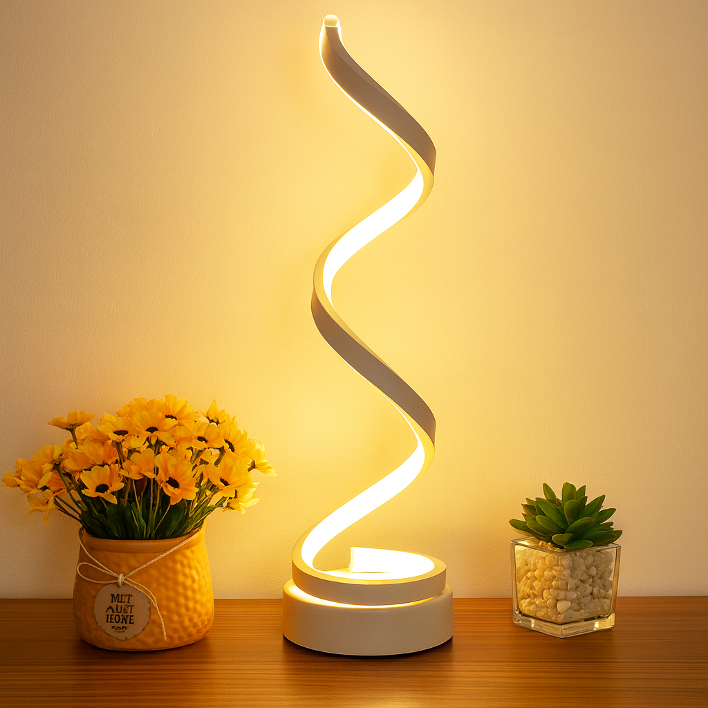 Lampa Stołowa LED z Nowoczesnym Spiralnym Designem do Sypialni