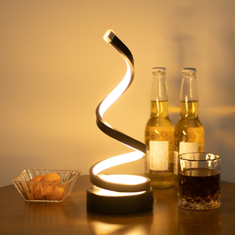 Lampa Stołowa LED z Nowoczesnym Spiralnym Designem do Sypialni