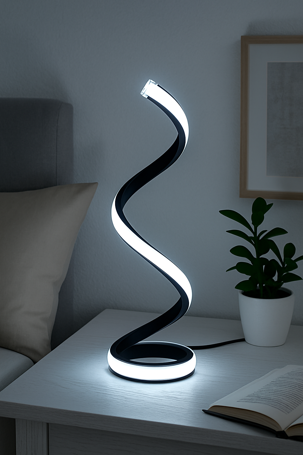 Lampa Stołowa LED z Nowoczesnym Spiralnym Designem do Sypialni