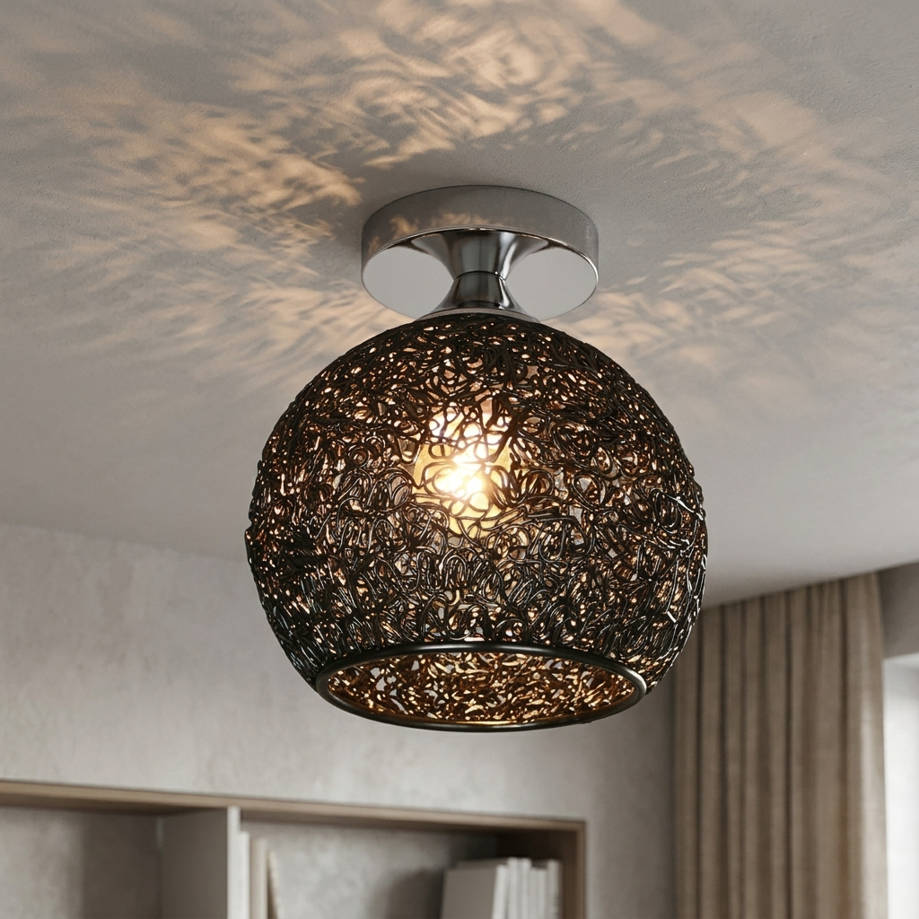 Lampa Sufitowa Ażurowa Kulista do Salonu | Plafon