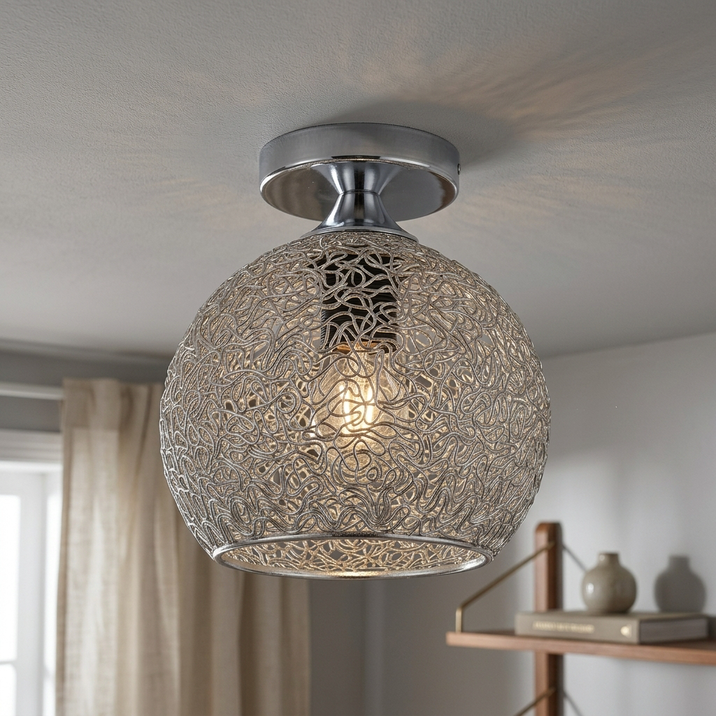 Lampa Sufitowa Ażurowa Kulista do Salonu | Plafon