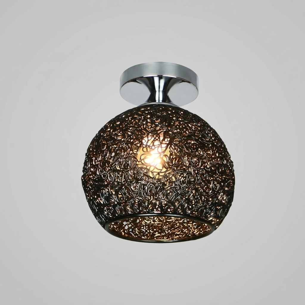 Lampa Sufitowa Ażurowa Kulista do Salonu | Plafon