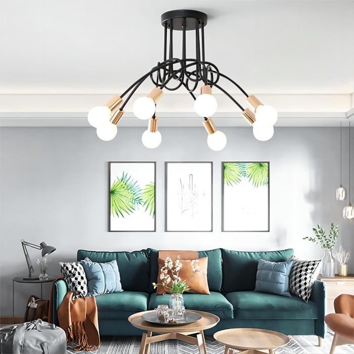 Lampa Sufitowa Do Salonu Z Wieloramienną Konstrukcją | Nowoczesna