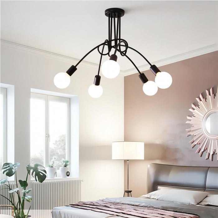 Lampa Sufitowa Do Salonu Z Wieloramienną Konstrukcją | Nowoczesna